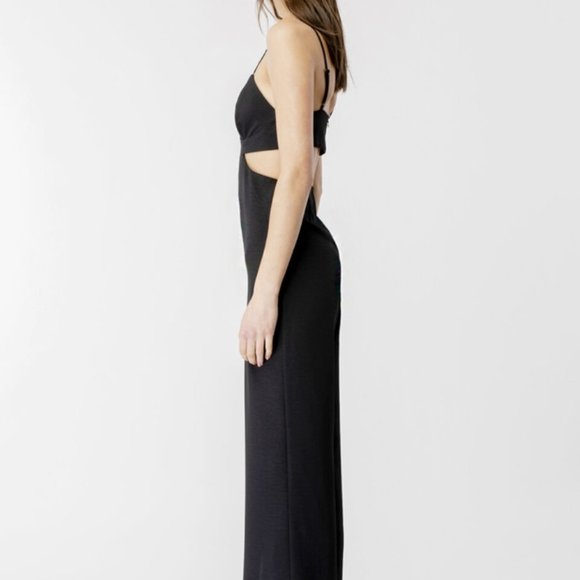 BARDOT CUT OUT SLIT PANTSUIT IN BLACK - Picture 2 of 7